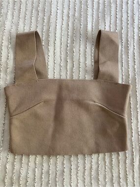 Babaton Taupe Wide-Strap Cropped Tank